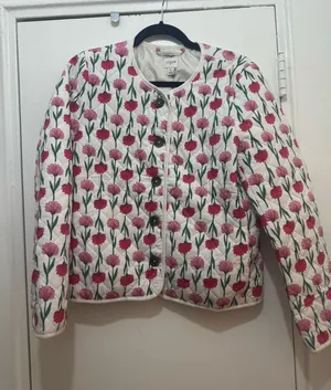 J. Crew Quilted Floral Button Front  Jacket size 6 thumbnail 1