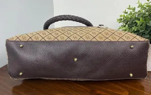 Dooney And Bourke Vintage Leather Brown Leather Signature Canvas Satchel Handbag thumbnail 7