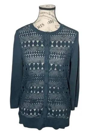 LOFT Outlet Pointelle Knit Cardigan, Size Small thumbnail 1