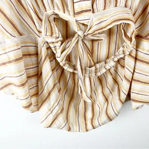 BY ANTHROPOLOGIE 100% Cotton Striped Tie-Front Blouse Size Small Boho Casual thumbnail 10