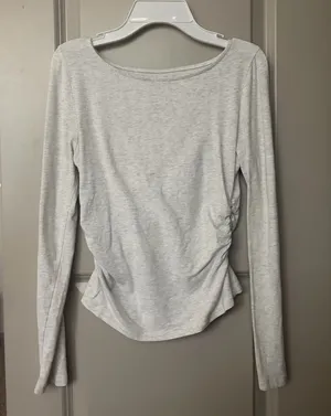 light heather gray ruched longsleeve thumbnail 1