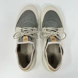 ECCO Biom Street Lace Gravel Wild Dove Gray and Cream Leather Sneaker Size 6.5 thumbnail 7