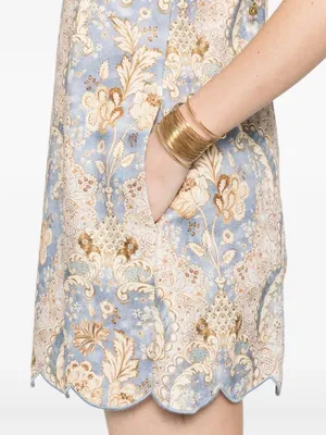 ZIMMERMANN Daylight scalloped printed linen mini dress thumbnail 5