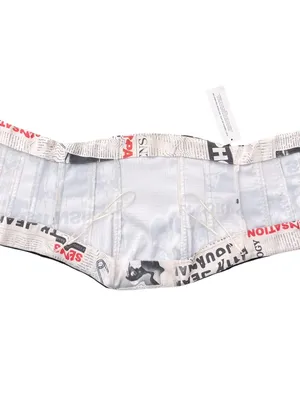 With Jean Off White Black Carla Read All About It Newspaper Corset Top XS NWOT thumbnail 5