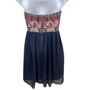 Ya Losangeles Strapless Aztec Print Tapestry Top Silk Blend Lined Bottom Dress L thumbnail 3