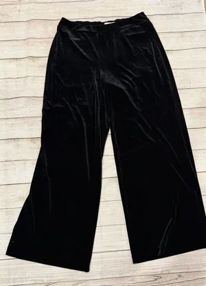 Kensie black velvet wide-leg lounge trousers Pull On Size Large thumbnail 1