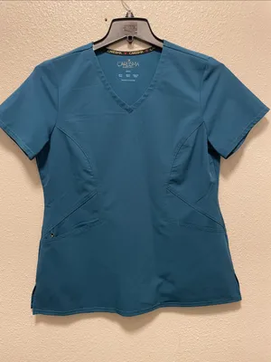 Careisma Women's Teal V-Neck Medical Scrub Top thumbnail 1