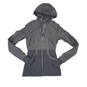 Lululemon Dance Studio Jacket Women‎ 4 Grey Hooded Hybrid Ribbed Full Zip thumbnail 1