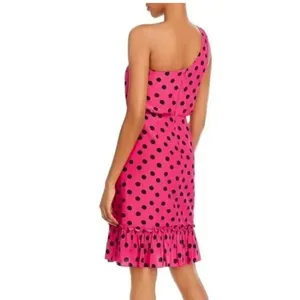 Derek Lam 10 Crosby Taula Pink Polka Dot One Shoulder Dress Size 4 MSRP $495 thumbnail 2