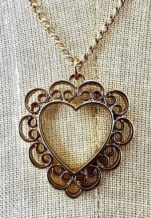 Gold tone open heart pendant necklace thumbnail 1