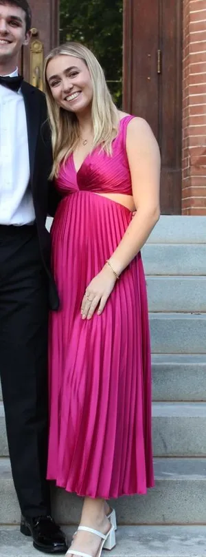 Abercrombie & Fitch Fuchsia Pleated Midi Dress thumbnail 1