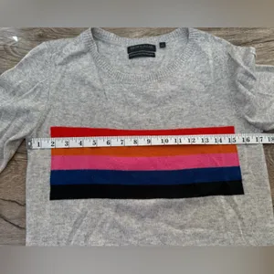 BROWN ALLAN wool and cashmere gray crew neck sweater size medium‎ thumbnail 5