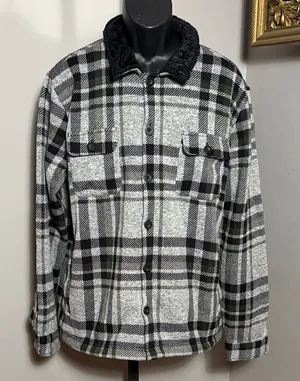 Reef XL Black Gray Flannel Jacket Coat thumbnail 1