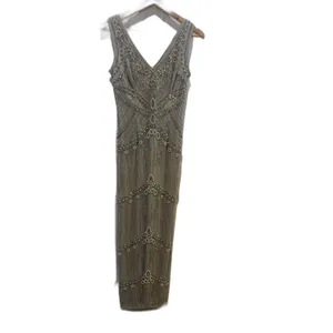 Adrianna Papell Embellished Beaded Evening Blue Dress Gown Prom Sz 4 thumbnail 2
