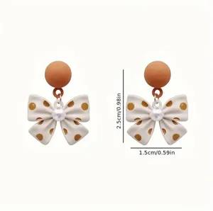 NEW Polka dot coquette bow earrings trendy bow earrings bow jewelry brown bow earrings thumbnail 5
