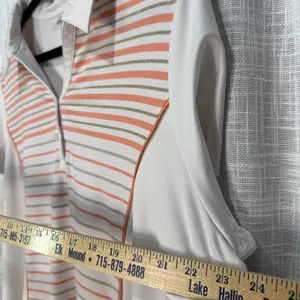 Chico's Zenergy Polo Top Golf Pickleball UPF 50 Peach White Stripe 3 XL thumbnail 6