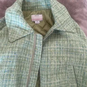 Green tweed kimchi blue crop bomber jacket thumbnail 4
