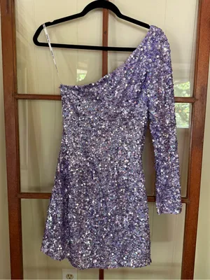 Sherri Hill 54469 Lilac One Shoulder Sequin Cocktail Dress Homecoming Prom - 4 thumbnail 8