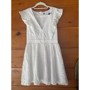NWT Lulus Flirtatious in Florence White Ruffled Eyelet Cotton Mini Dress Sz L thumbnail 2