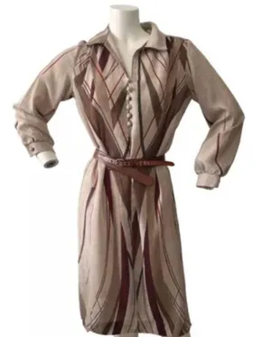 Vintage 70s Mary Martin Florida brown long sleeve tunic western maxi dress M thumbnail 2