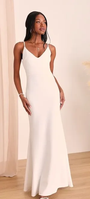 Lulu's Infinite Glory White V-Neck Slip Maxi Dress thumbnail 1