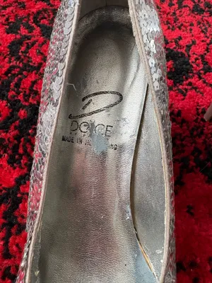 Silver Vintage Sequin Heels Size 10 thumbnail 5
