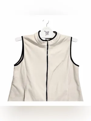 TAIL Vintage Women’s Full Zip Fleece Sleeveless Golf Vest Cream Trim Size Large thumbnail 5