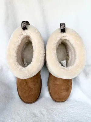 UGG Women’s Fluff Mini Quilted Boots Chestnut Size 5 FITS KIDS USA SIZE 3 thumbnail 7