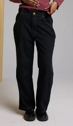 Known Supply Utility Pants Women Size M Black Paperbag Waist‎ Carpenter Contrast thumbnail 1