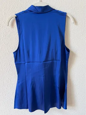 Boston Proper Satin Cowl Neck Sleeveless Top Blue Size Small Luxury Party thumbnail 2
