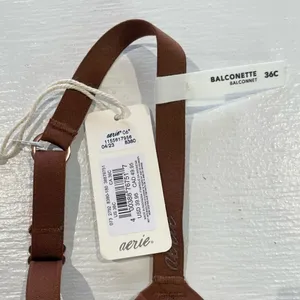 New Aerie SMOOTHEZ Mesh Unlined Underwire Balconette Bra Brown Size 36C thumbnail 14