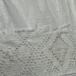 Vtg Women Off Shoulder Dress L White Small‎ Boho Cottagecore Lace Tiered Fairy thumbnail 7