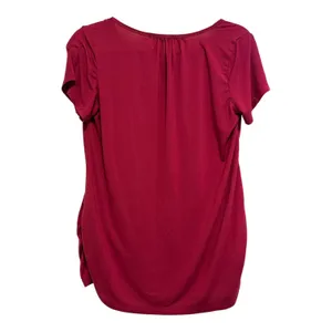 Smallshow Maternity & Nursing Short Sleeve Breastfeeding Top in Wine Red thumbnail 2