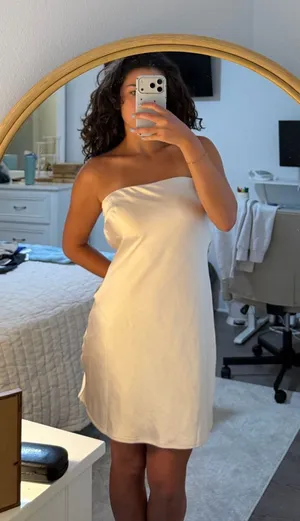 Princess Polly Satin Mini Dress Champagne thumbnail 1
