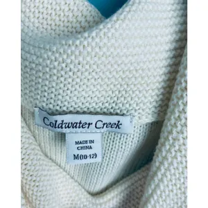 Coldwater Creek Short Sleeve Sweater Cowl Neck Cream Knit Cottage Wool Blend thumbnail 6