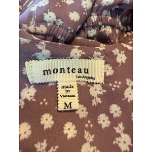 Monteau cottage fairy boho whimsi Floral Ruffle‎ Sleeve Mini Dress Mauve Dainty thumbnail 6