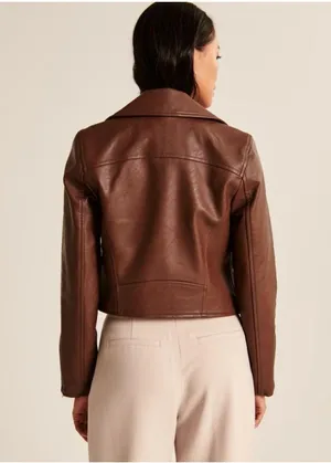 Abercrombie Vegan Leather Brown Jacket thumbnail 3