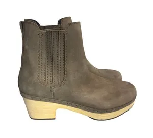 Frye & Co. Odessa Chelsea Boots High Heel Nubuck Leather Taupe Size 8.5 Women's thumbnail 1