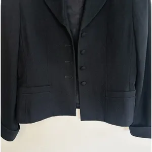 Kasper ASL Black Wool Blazer Jacket Women's 10 Button Front Career 90s‎ Vintage thumbnail 8