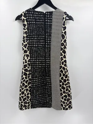 Alice and Olivia Clyde in Black & White Patchwork A-line Mini Shift Dress sz 4 thumbnail 8
