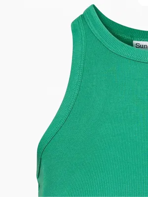 Aritzia Sundeh Honor Hip Tank - Green Ribbed Tank Top thumbnail 5