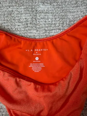PacSun Bright Orange Ribbed Bikini Set thumbnail 3
