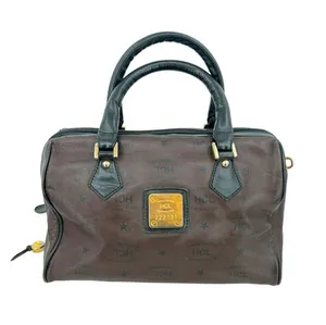 HCL Vintage 80s 90s Brown Leather Monogram Handbag Luxury Classic thumbnail 1