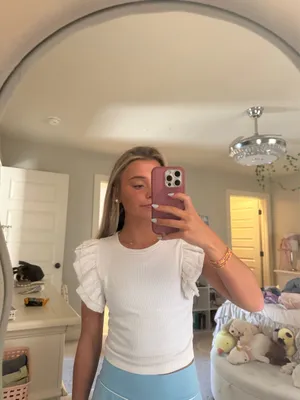 ZARA White Ruffle Top thumbnail 2