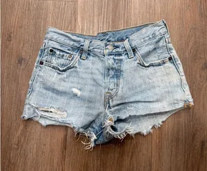 Levis Premium 501 Original Cutoff Shorts Light Wash Distressed‎ Blue 25 thumbnail 1
