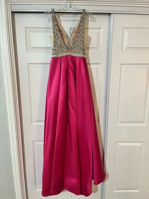 TERANI COUTURE Magenta Embellished Fit and Flare Prom Dress thumbnail 4