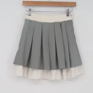 Hi Alice Skirt Womens M Pleated Layered Mini Grey Lace Up Ruffle Excellent thumbnail 4
