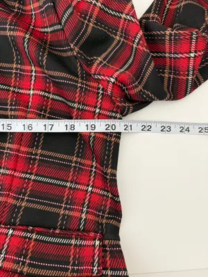 Maurices Tartan Plaid Cropped Blazer Red Black Velvet Collar NWT thumbnail 7