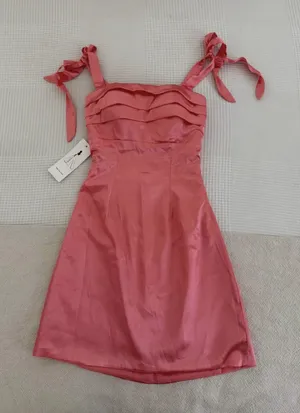 Coral silk mini dress Pink Size 0 thumbnail 1