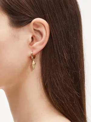 J. Crew Shell Huggie Hoop Earrings Gold-tone New with tags! Never been worn! thumbnail 1